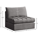  Manufacturer Color_Grey -- Jacob Grey Velvet Upholstered Modular Armless Chair IMAGE 7