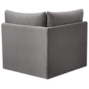  Manufacturer Color_Grey -- Jacob Grey Velvet Upholstered Modular Corner Chair IMAGE 3
