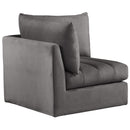  Manufacturer Color_Grey -- Jacob Grey Velvet Upholstered Modular Corner Chair IMAGE 7