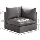  Meridian Jacob Grey Velvet Upholstered Modular Corner Chair IMAGE 9