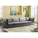  Manufacturer Color_Grey -- Jacob 140" Grey Velvet Upholstered 4 pc Modular Sofa IMAGE 2