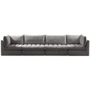  Manufacturer Color_Grey -- Jacob 140" Grey Velvet Upholstered 4 pc Modular Sofa IMAGE 4