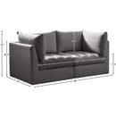  Manufacturer Color_Grey -- Jacob 66" Grey Velvet Upholstered 2 pc Modular Loveseat IMAGE 10