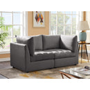  Manufacturer Color_Grey -- Jacob 66" Grey Velvet Upholstered 2 pc Modular Loveseat IMAGE 2