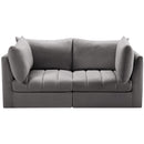  Manufacturer Color_Grey -- Jacob 66" Grey Velvet Upholstered 2 pc Modular Loveseat IMAGE 4