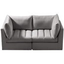  Manufacturer Color_Grey -- Jacob 66" Grey Velvet Upholstered 2 pc Modular Loveseat IMAGE 5