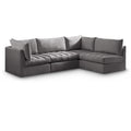  Manufacturer Color_Grey -- Jacob 103" Grey Velvet Upholstered 4 pc Modular Sectional IMAGE 1