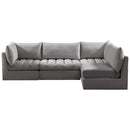  Manufacturer Color_Grey -- Jacob 103" Grey Velvet Upholstered 4 pc Modular Sectional IMAGE 6