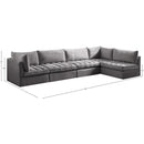  Manufacturer Color_Grey -- Jacob 140" Grey Velvet Upholstered 5 pc Modular Sectional IMAGE 14