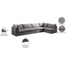  Manufacturer Color_Grey -- Jacob 140" Grey Velvet Upholstered 5 pc Modular Sectional IMAGE 15
