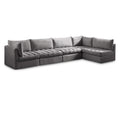  Manufacturer Color_Grey -- Jacob 140" Grey Velvet Upholstered 5 pc Modular Sectional IMAGE 1