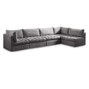  Manufacturer Color_Grey -- Jacob 140" Grey Velvet Upholstered 5 pc Modular Sectional IMAGE 1