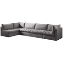  Manufacturer Color_Grey -- Jacob 140" Grey Velvet Upholstered 5 pc Modular Sectional IMAGE 2