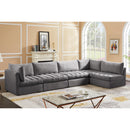  Manufacturer Color_Grey -- Jacob 140" Grey Velvet Upholstered 5 pc Modular Sectional IMAGE 3
