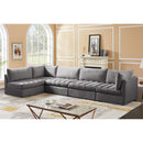  Manufacturer Color_Grey -- Jacob 140" Grey Velvet Upholstered 5 pc Modular Sectional IMAGE 4