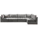  Manufacturer Color_Grey -- Jacob 140" Grey Velvet Upholstered 5 pc Modular Sectional IMAGE 6