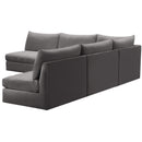  Manufacturer Color_Grey -- Jacob 107" Grey Velvet Upholstered 5 pc Modular Sectional IMAGE 4