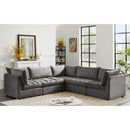  Manufacturer Color_Grey -- Jacob 103" Grey Velvet Upholstered 5 pc Modular Sectional IMAGE 2