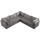  Manufacturer Color_Grey -- Jacob 103" Grey Velvet Upholstered 5 pc Modular Sectional IMAGE 4