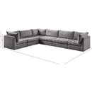  Manufacturer Color_Grey -- Jacob 140" Grey Velvet Upholstered 6 pc Modular Sectional IMAGE 13