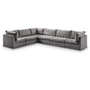  Manufacturer Color_Grey -- Jacob 140" Grey Velvet Upholstered 6 pc Modular Sectional IMAGE 1