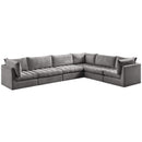 Manufacturer Color_Grey -- Jacob 140" Grey Velvet Upholstered 6 pc Modular Sectional IMAGE 2