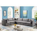  Manufacturer Color_Grey -- Jacob 140" Grey Velvet Upholstered 6 pc Modular Sectional IMAGE 3