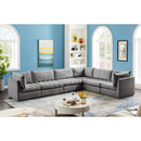  Manufacturer Color_Grey -- Jacob 140" Grey Velvet Upholstered 6 pc Modular Sectional IMAGE 4