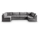  Manufacturer Color_Grey -- Jacob 140" Grey Velvet Upholstered 6 pc Modular Sectional IMAGE 1