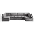  Manufacturer Color_Grey -- Jacob 140" Grey Velvet Upholstered 6 pc Modular Sectional IMAGE 5