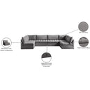  Manufacturer Color_Grey -- Jacob 140" Grey Velvet Upholstered 6 pc Modular Sectional IMAGE 6