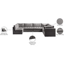  Manufacturer Color_Grey -- Jacob 140" Grey Velvet Upholstered 7 pc Modular Sectional IMAGE 11