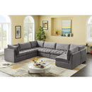  Manufacturer Color_Grey -- Jacob 140" Grey Velvet Upholstered 7 pc Modular Sectional IMAGE 4