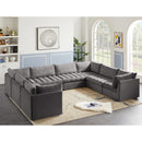  Manufacturer Color_Grey -- Jacob 140" Grey Velvet Upholstered 8 pc Modular Sectional IMAGE 2