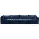  Manufacturer Color_Navy -- Jacob 140" Navy Velvet Upholstered 4 pc Modular Sofa IMAGE 4