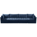  Manufacturer Color_Navy -- Jacob 140" Navy Velvet Upholstered 4 pc Modular Sofa IMAGE 5