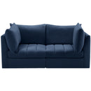  Manufacturer Color_Navy -- Jacob 66" Navy Velvet Upholstered 2 pc Modular Loveseat IMAGE 4