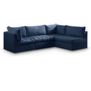  Manufacturer Color_Navy -- Jacob 103" Navy Velvet Upholstered 4 pc Modular Sectional IMAGE 1