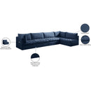  Manufacturer Color_Navy -- Jacob 140" Navy Velvet Upholstered 5 pc Modular Sectional IMAGE 15