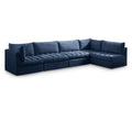  Manufacturer Color_Navy -- Jacob 140" Navy Velvet Upholstered 5 pc Modular Sectional IMAGE 1