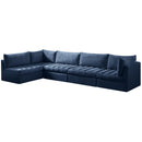  Manufacturer Color_Navy -- Jacob 140" Navy Velvet Upholstered 5 pc Modular Sectional IMAGE 2