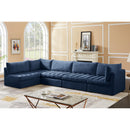  Manufacturer Color_Navy -- Jacob 140" Navy Velvet Upholstered 5 pc Modular Sectional IMAGE 4