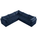  Manufacturer Color_Navy -- Jacob 103" Navy Velvet Upholstered 5 pc Modular Sectional IMAGE 4