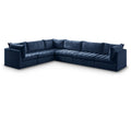  Manufacturer Color_Navy -- Jacob 140" Navy Velvet Upholstered 6 pc Modular Sectional IMAGE 1