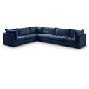  Manufacturer Color_Navy -- Jacob 140" Navy Velvet Upholstered 6 pc Modular Sectional IMAGE 1