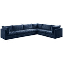  Manufacturer Color_Navy -- Jacob 140" Navy Velvet Upholstered 6 pc Modular Sectional IMAGE 2