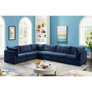  Manufacturer Color_Navy -- Jacob 140" Navy Velvet Upholstered 6 pc Modular Sectional IMAGE 3