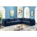  Manufacturer Color_Navy -- Jacob 140" Navy Velvet Upholstered 6 pc Modular Sectional IMAGE 4