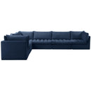  Manufacturer Color_Navy -- Jacob 140" Navy Velvet Upholstered 6 pc Modular Sectional IMAGE 7