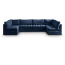  Manufacturer Color_Navy -- Jacob 140" Navy Velvet Upholstered 6 pc Modular Sectional IMAGE 1